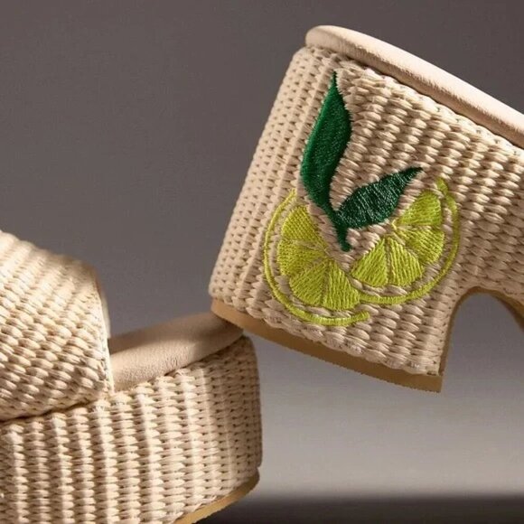 Matisse x Anthropologie Embroidered Fruits Platform Heels Citrus 11 - Picture 5 of 5